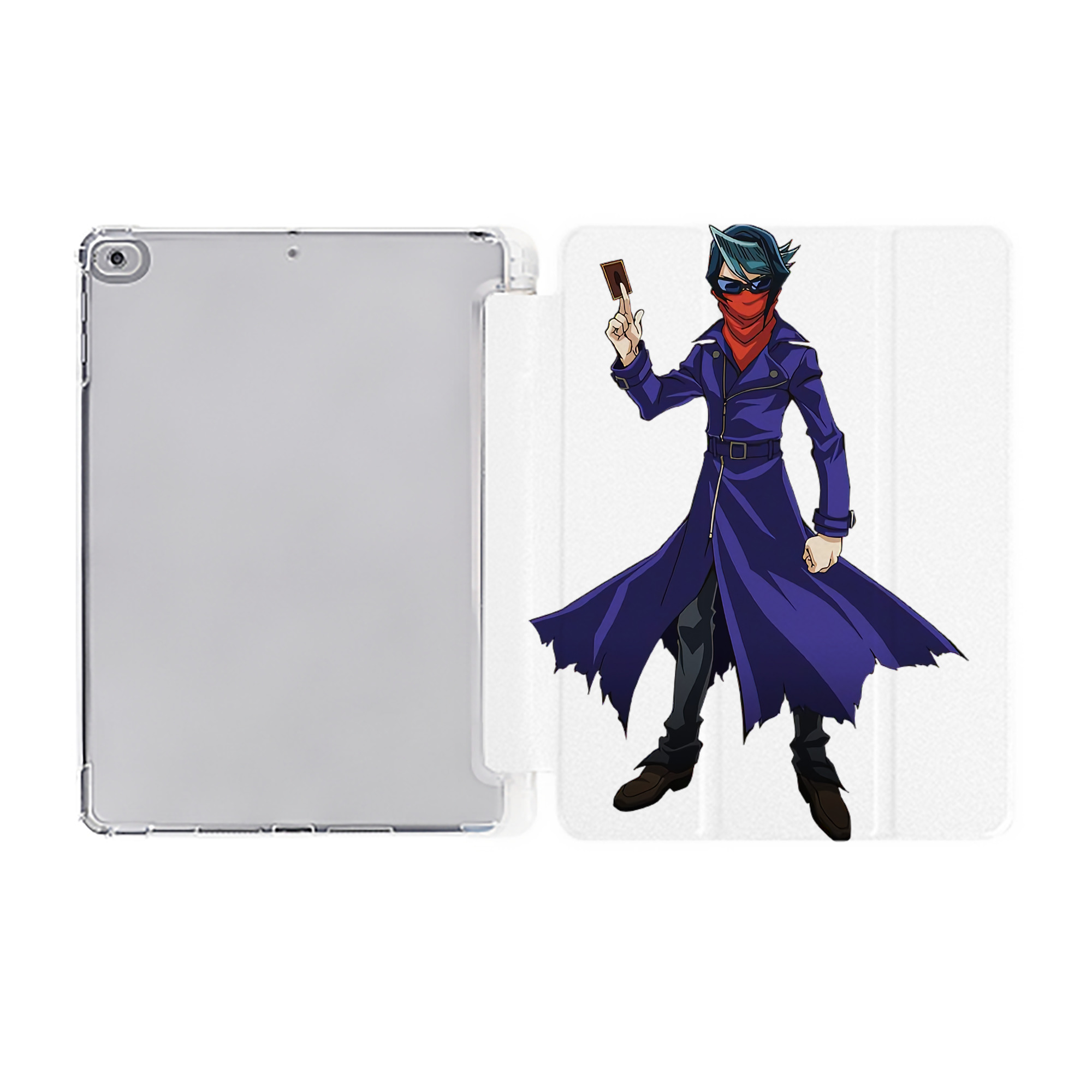 （画像用） 遊☆戯☆王 Yu-Gi-Oh! IPad ケース ペン収納付き 三つ折りスタンド PUレザー×シリコン 対応機種9.5/10.5/10.9インチ